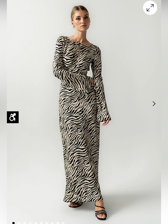 bohme Dresses & Skirts - bohme Melody Zebra-Print Long Sleeve Maxi Dress - Black & Cream